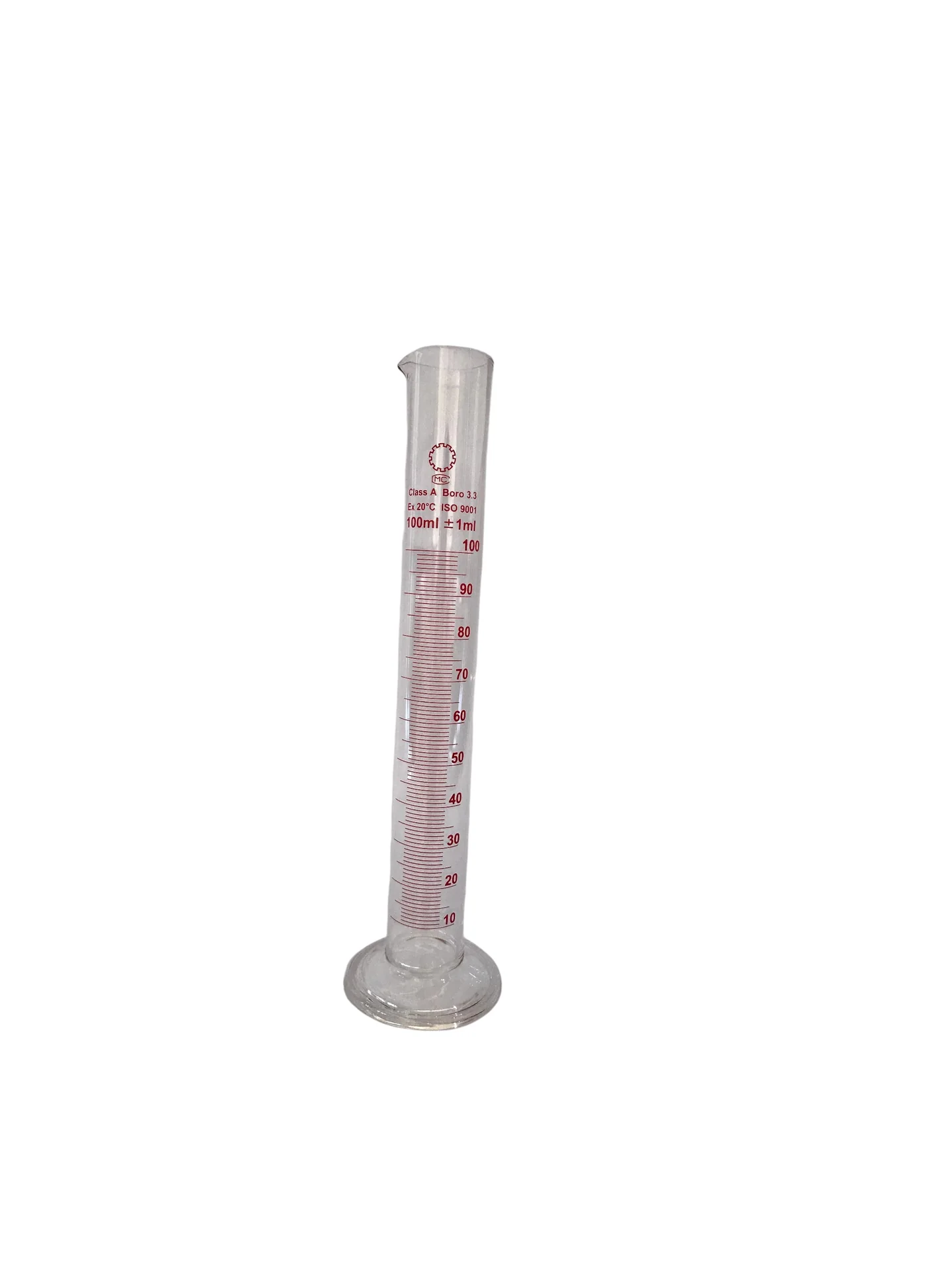 Eprouvette en verre 100 ml class A boro 3,3