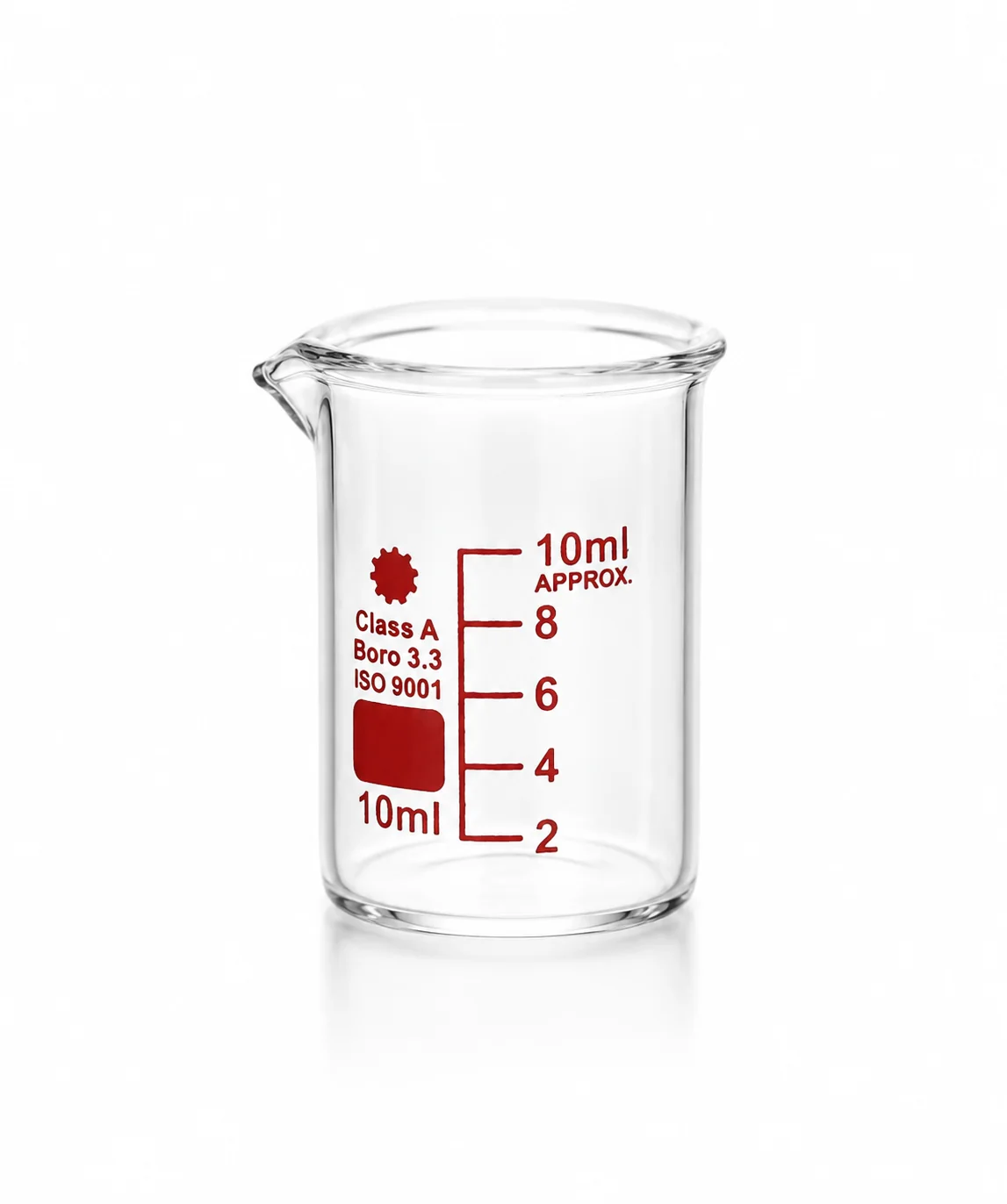 Becher en verre forme basse 10 ml class A boro 3,3