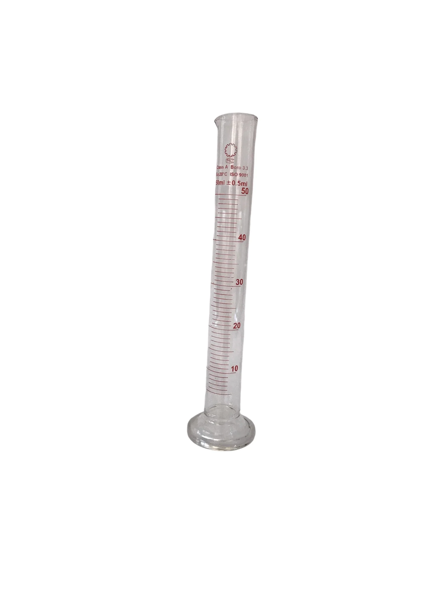 Eprouvette en verre 50 ml class A boro 3,3